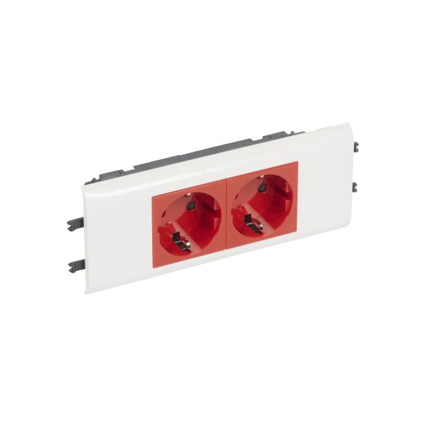 Legrand  Mosaic  DLP  Красный Розетка кр. 65 немецкий стандарт 2x2К+З с блокировкой  077452