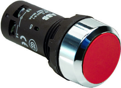 Кнопка ABB CP2-30R-11 красная c фиксацией  1НО+1HЗ /1SFA619101R3071