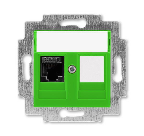 ABB  Levit  Зелёный Розетка компьютерная RJ45 категория 6+заглушка, 2CHH296117A6067