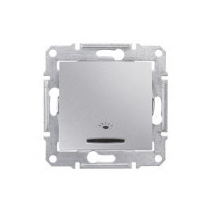 Schneider Electric Sedna Алюминий Выключатель механизм кнопочный символ "Свет" с синей подсветкой 10А IP20 скрытая установка SDN1800160