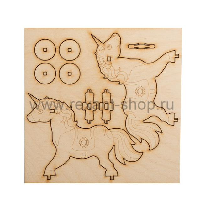 Доска для выжигания REXANT, «Единорог на колесиках», 3D модель, 1 шт., пакет 12-0935