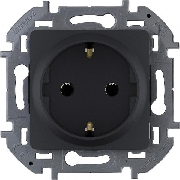 Legrand INSPIRIA Антрацит Розетка 1-местная с заземляющими контактами IP20 скрытая установка 673723