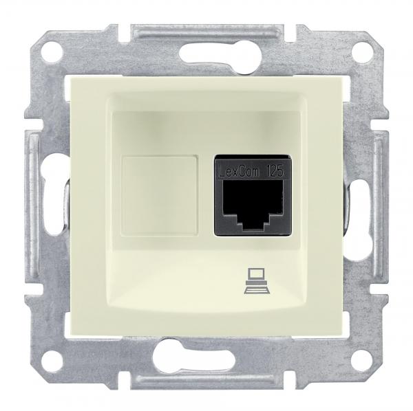 Schneider Electric Sedna  Бежевый Розетка механизм компьютерная 1-местная RJ45 категория 6, экранированная STP с пружинными зажимами IP20 скрытая установка SDN4900147