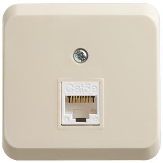 Schneider Electric  ЭТЮД  Крем  Розетка компьютерная RJ45 кат.5E, открытая установка Сделано в России KOMA-001K