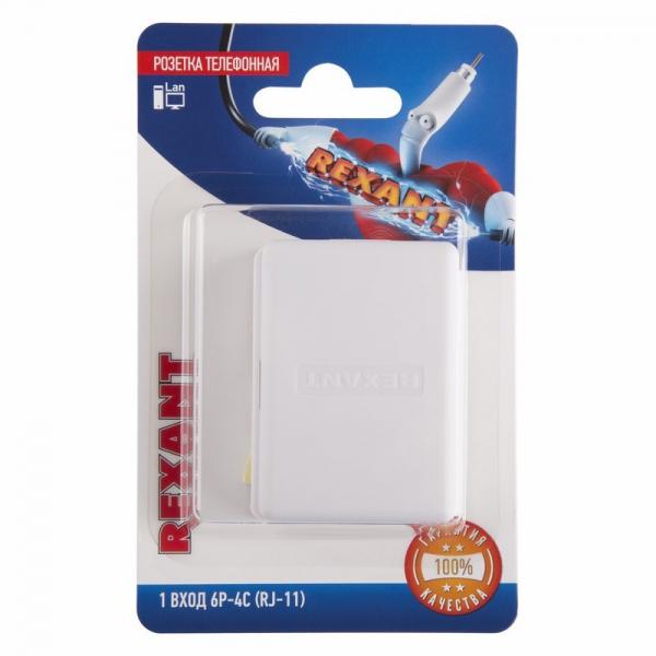 Телефонная розетка 1х6Р-4С RJ-11 1 вход (блистер) REXANT 06-0100-B