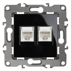 ЭРА  Эра12  Чёрный  Розетка информационная 2-местная 2XRJ45,  12-3108-06