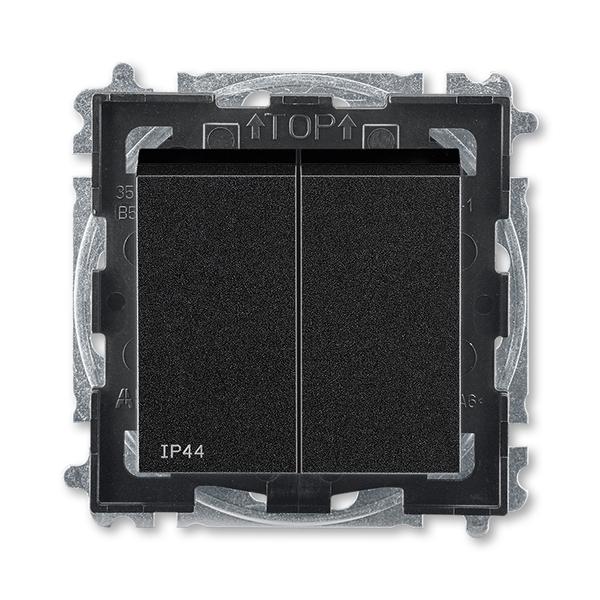 ABB  Levit  Антрацит/Дымчатый чёрный Выключатель 2-клавишный IP44, 2CHH595940A4063