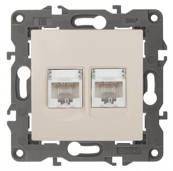 14-3108-02 Эл/ус ЭРА Розетка 2хRJ45, IP20, сл.кость