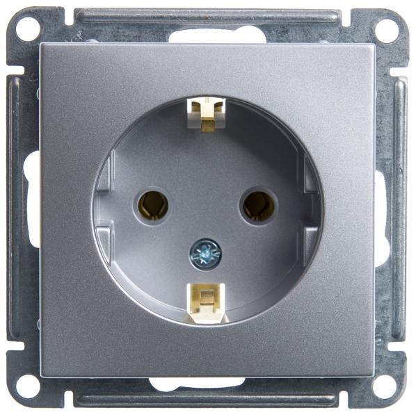 W59 РОЗЕТКА с заземлением без шторок, 16А, механизм, МАТОВЫЙ ХРОМ Schneider Electric RS16-154-5-86
