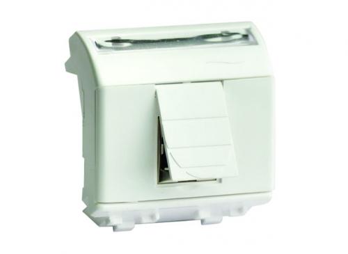 Розетка компьютерная RJ45 категория 5e экранированная (8P8C, Hyperline, Dual IDC: 110&Krone) Brava, белая, 2мод