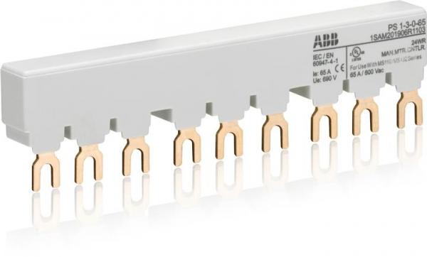ABB Шинная разводка 3-фазн. PS1-3-0-65 до 65А для 3-х автоматов типа MS116, MS132, MS132-T, MO132 без доп. контактов /1SAM201906R1103/