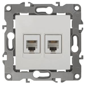 ЭРА  Эра12  Слоновая Кость  Розетка телефонная 2-местная 2XRJ11,   12-3106-02