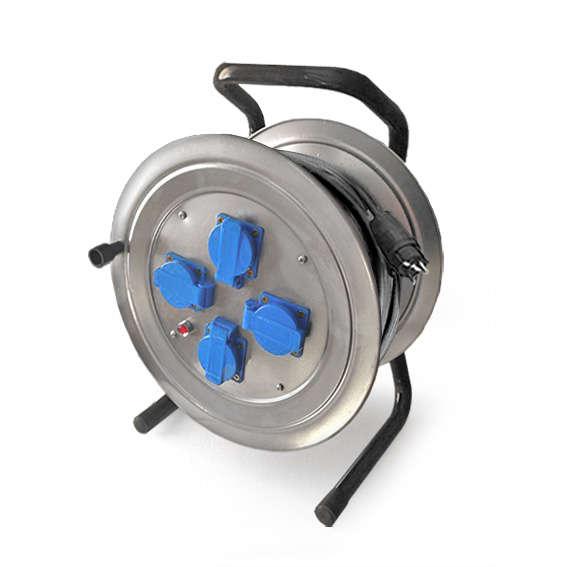 Удлинитель на метал. катушке 4х40м с заземл. 16А IP44 КГ 4кВт розетки с защ. крышкой Союз 481S-4004.