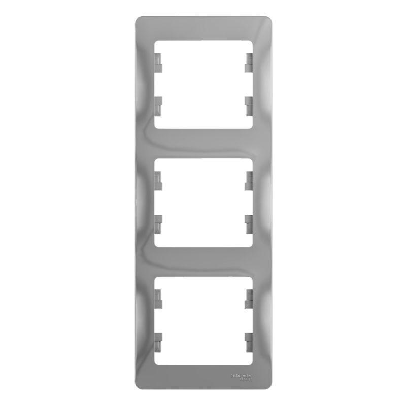 Рамка 3-м Glossa верт. алюм. SchE GSL000307