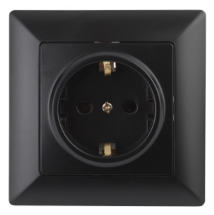 ЭРА Intro Solo  Антрацит  Розетка 2P+E Schuko, 16А-250В, скрытая установка  4-202-05