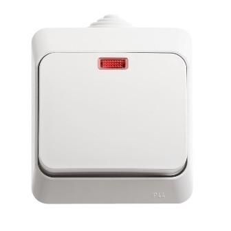 Schneider Electric  ЭТЮД  Белый  Выключатель 1-клавишный с индикатором IP44 открытая установка BA10-045B