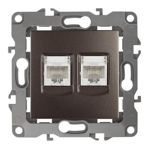 ЭРА  Эра12  Бронза  Розетка информационная 2-местная 2XRJ45,  12-3108-13