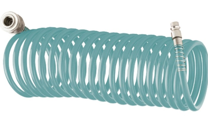 Полиуретановый спиральный шланг профессиональный BASF, 15 м, с быстросъемными соединением // Stels 57009