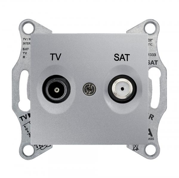 Schneider Electric Sedna Алюминий Розетка механизм TV/SAT проходной 8dB IP20 скрытая установка SDN3401260
