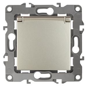 ЭРА  Эра12  Шампань  Розетка 2P+E Schuko со шторками с крышкой 16АХ-250В 12-2103-04 Б0014696
