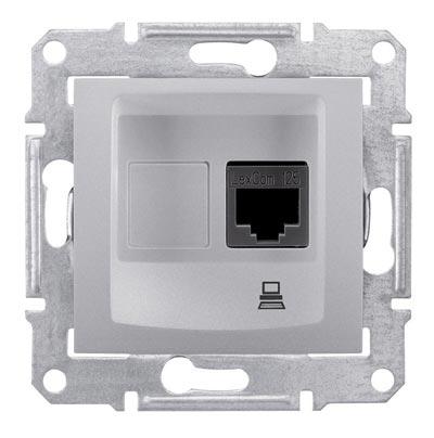 Schneider Electric Sedna Алюминий Розетка механизм компьютерная 1-местная RJ45 категория 5e, экранированная STP с пружинными зажимами IP20 скрытая установка SDN4500160