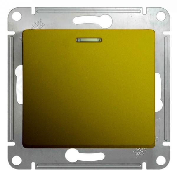 Schneider Electric Glossa Фисташковый Переключатель 1-клавишный с подсветкой,схема 6а, 10AX, механизм IP20 скрытая установка GSL001063