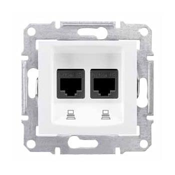 Schneider Electric Sedna  Белый Розетка механизм компьютерная 2-местная RJ45 категория 6, экранированная STP с пружинными зажимами IP20 скрытая установка SDN5000121