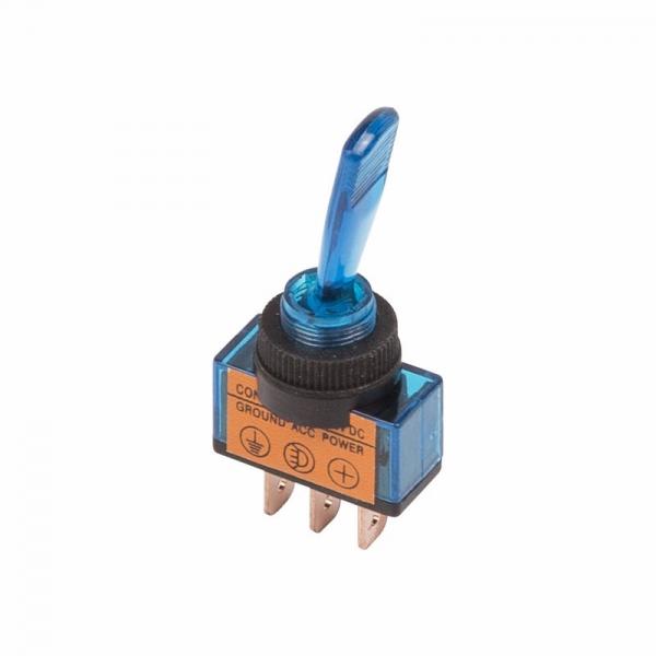 Тумблер 12V 20А (3c) ON-OFF однополюсный  с синей подсветкой  (ASW-13D)  REXANT 36-4371