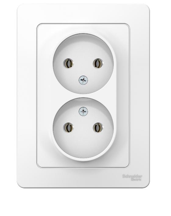 Schneider Electric  BLANCA  Белый  Розетка 2-местная без заземляющих контактов без шторок 16А, 250В, IP20  скрытая установка BLNRS000021