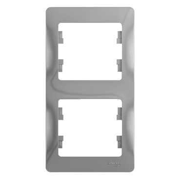 Schneider Electric Glossa Алюминий Рамка 2-местная вертикальная IP20 скрытая установка GSL000306