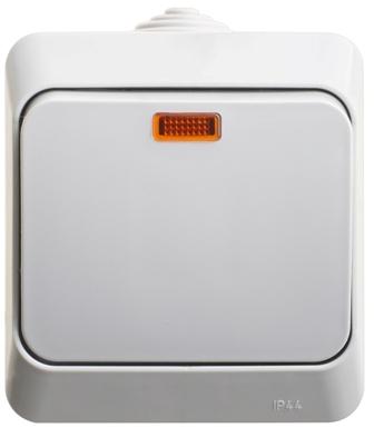 Schneider Electric  ЭТЮД  Серый  Выключатель 1-клавишный с индикатором IP44 открытая установка BA10-045c