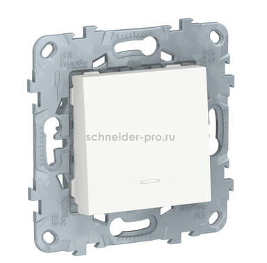 Schneider Electric Unica NEW  Белый Переключатель 1-клавишный, перекрестный с подсветкой схема7а, NU520518N
