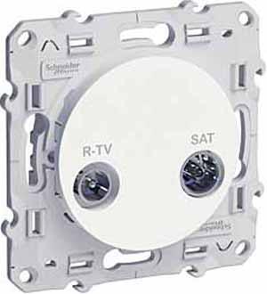 Schneider Electric ODACE Белый Розетка механизм R-TV+SAT проходная S52R456