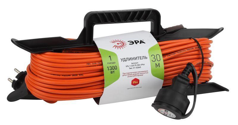 Удлинитель-шнур на рамке 1х30м без заземл. 6А IP44 UFx-1-2х0.75-30m-IP44 ПВС 2х0.75 Эра Б0046822