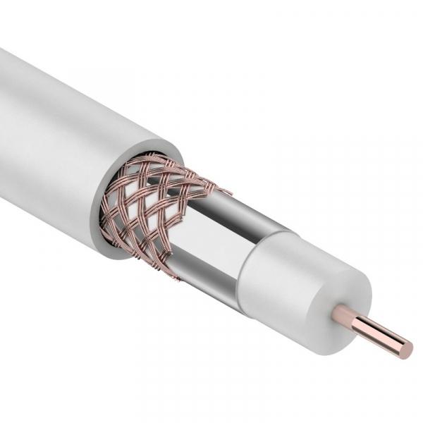 RG-6U+Cu (75 Ом), Cu/Al/Cu 64 % (бухта 305 м) кабель белый REXANT 01-2231