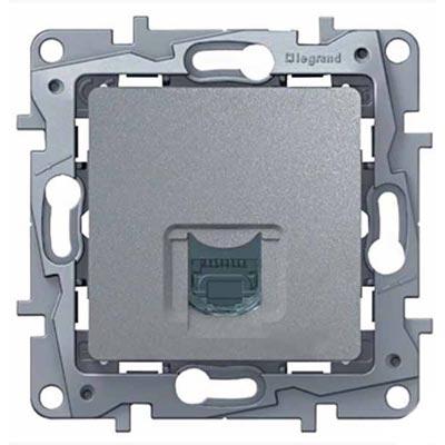 Legrand  Etika  Алюминий Розетка механизм телефонная RJ11 672440
