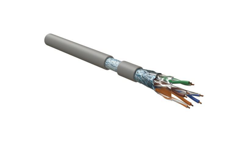 Кабель витая пара F/UTP кат.5e 4х2х24AWG solid LSZH FUTP4-C5E-S24-IN-LSZH-GY-305 сер. (уп.305м) Hyperline 45788