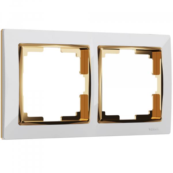 Werkel  Snabb Белый-Золото Рамка 2-местная WL03-Frame-02-white-GD a035253