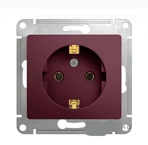 Schneider Electric Glossa Баклажановый Розетка с заземляющими контактами, 16А, 250В, механизм IP20 скрытая установка GSL001143