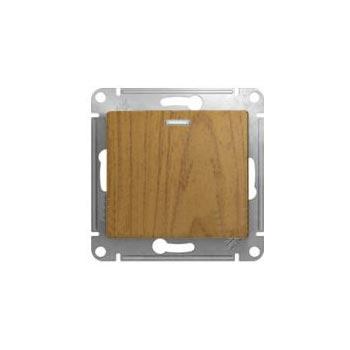 Schneider Electric Glossa Дерево Дуб Выключатель 1-клавишный с подсветкой схема 1а, механизм IP20 скрытая установка GSL000513