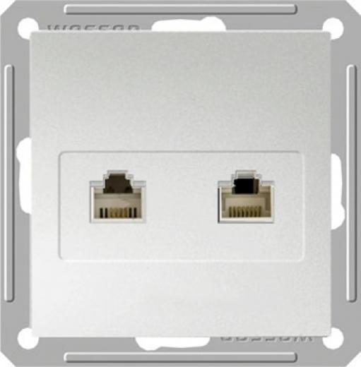 Schneider Electric  Wessen59  Матовый Хром  Розетка информационная без рамки телефонная/кат. 5Е 2-местная скрытая установка RSI-251TK5E-5-86