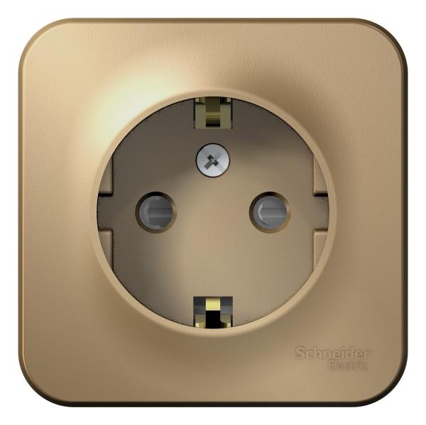 Schneider Electric  BLANCA  Титан  Розетка с заземляющими контактами со шторками изолирующая пластина 16А, 250В, открытая установка BLNRA011114