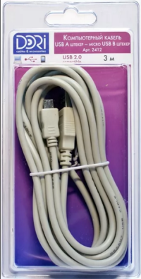 Шнур USB A шт. - micro USB B шт. L=3м. в блистере (2412)