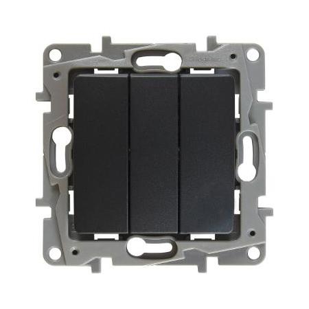 Legrand  Etika  Антрацит Выключатель механизм 3-клавишный 10АХ 250В 672613