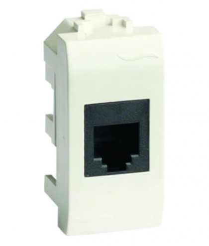 DKC  BRAVA  Розетка компьютерная RJ45 кат.5e экранированная (8P8C, Hyperline, Dual IDC: 110&Krone)  белая, 1модуль 76457B