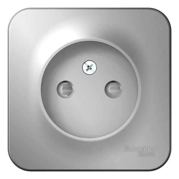 Schneider Electric  BLANCA  Алюмин.  Розетка без заземляющих контактов со шторками изолирующая пластина 16А, 250В, открытая установка BLNRA001113