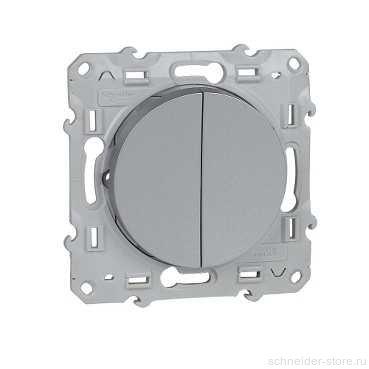 Schneider Electric ODACE Алюминий Переключатель механизм 2-клавишный 10А S53R213