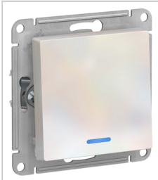 Schneider Electric AtlasDesign Жемчуг  Выключатель 1-клавишный с подсветкой схема 1а, 10АХ, механизм ATN000413