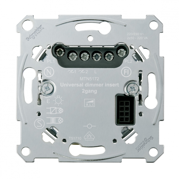 Schneider Electric  MERTEN  D-Life  PlusLink  Диммер механизм универсальный 2х50-200Вт RLC 2 канала MTN5172-0000