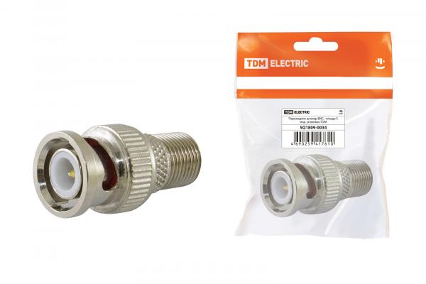 Переходник штекер BNC - гнездо F, инд. упаковка TDM